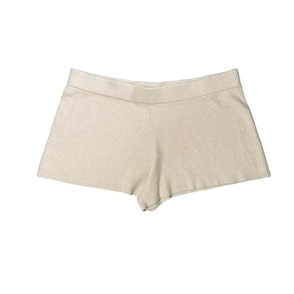 The Drop Pants - The Drop Ribbed Viscose Beige Shorts Womens 3X